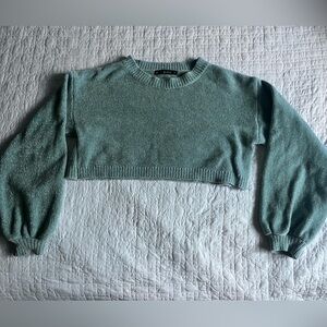ZAFUL Velour teal crop sweater